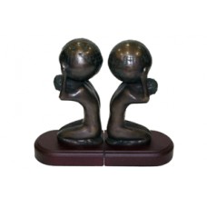 New  Human Atlas with Globe Bronze on wood  bookends   232837554454